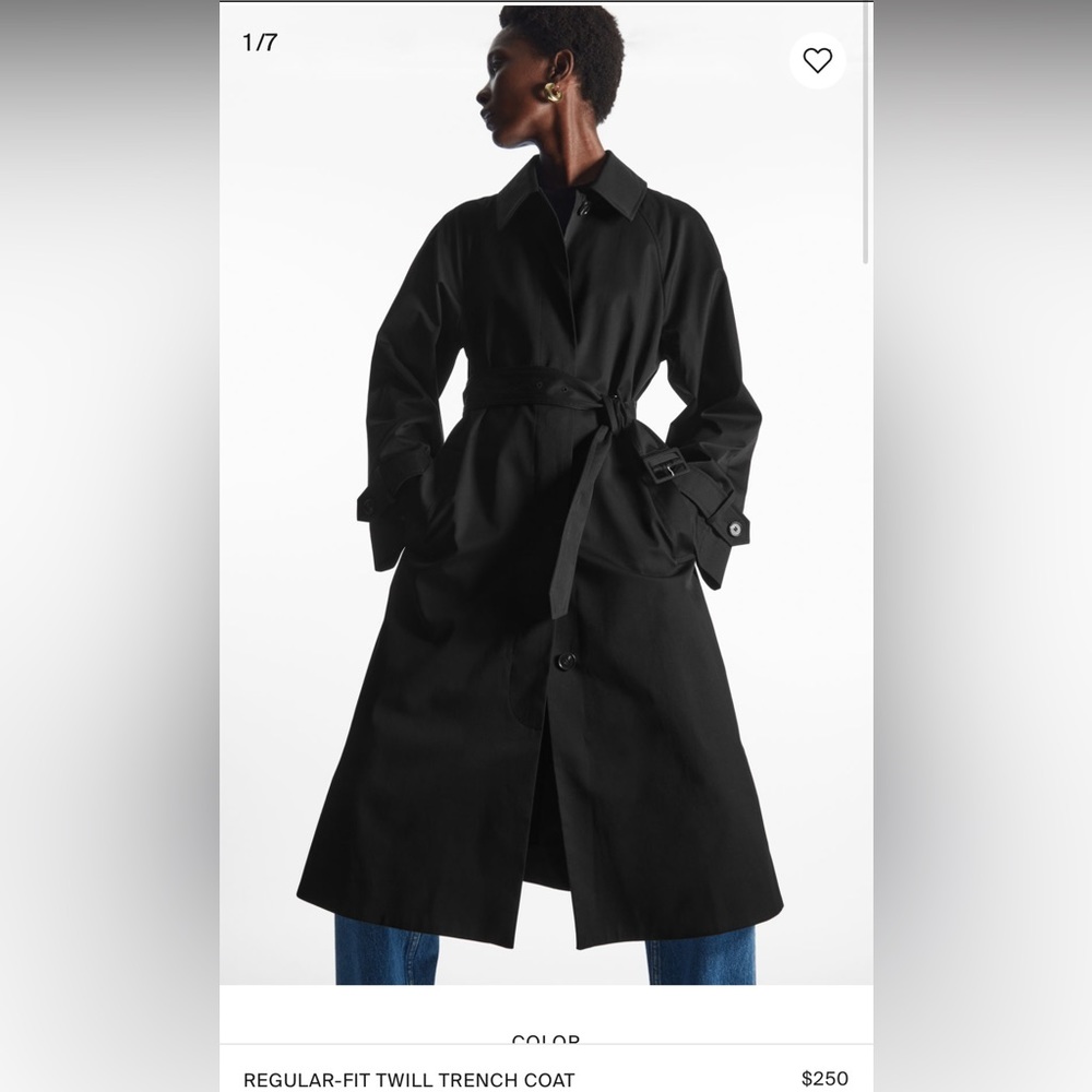 COS Black Trench Coat New